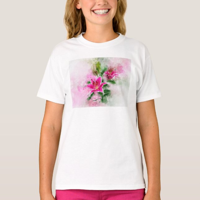 Stargazer Lily Blume Aquarell - wb 02 T-Shirt (Vorderseite)