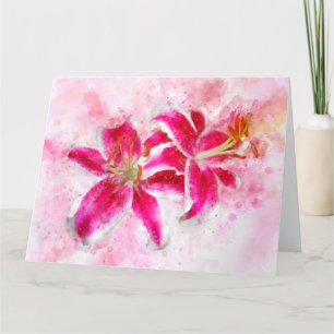 Stargazer Lily Blume Aquarell - wb 03 Dankeskarte