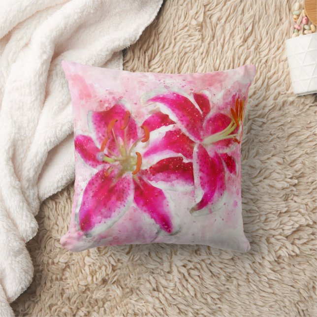 Stargazer Lily Blume Aquarell - wb 03 Kissen (Decke)