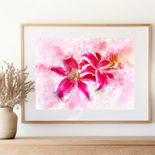 Stargazer Lily Blume Aquarell - wb 03 Poster