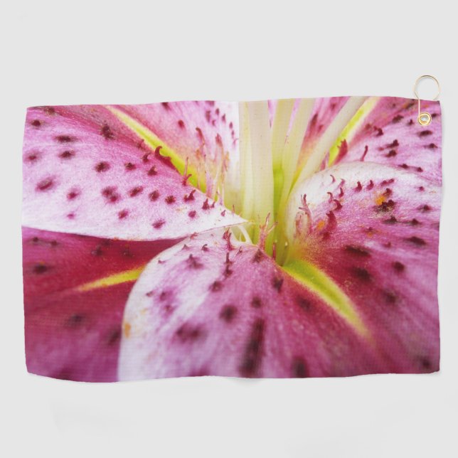 Stargazer Lily Bright Magenta Golfhandtuch (Horizontal)