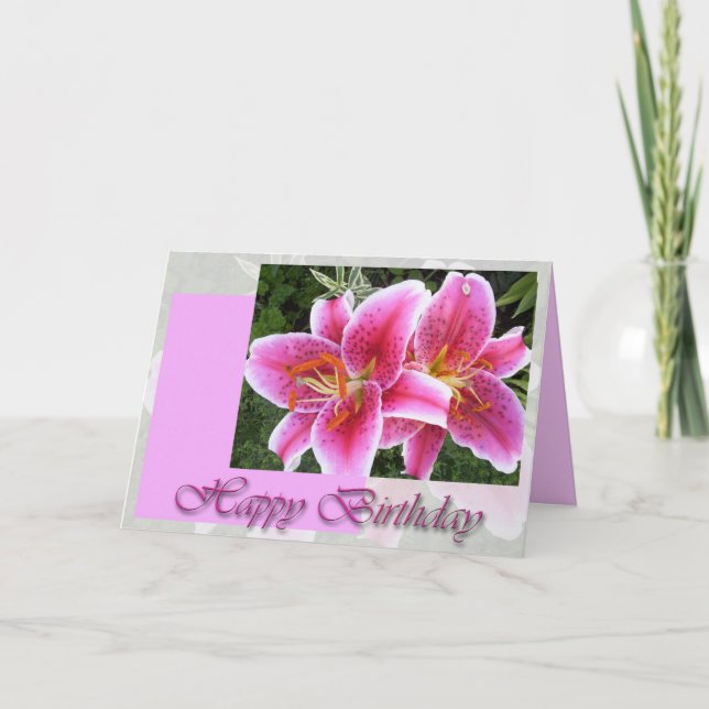 Stargazer Lily Floral Geburtstag Karte (Vorderseite)