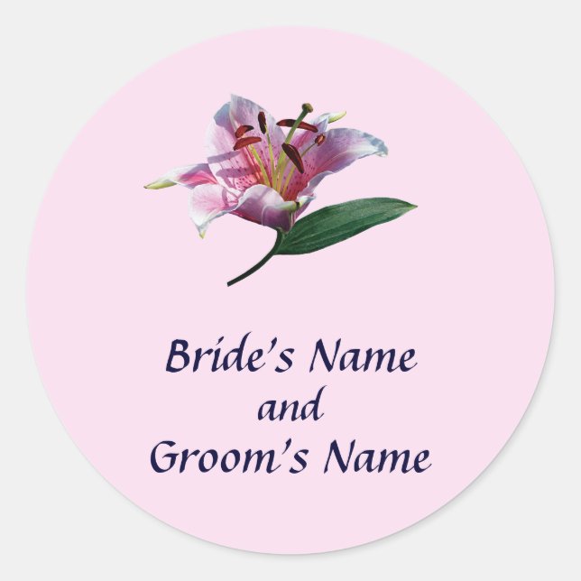 Stargazer Lily Profil Save the Date Runder Aufkleber (Vorderseite)