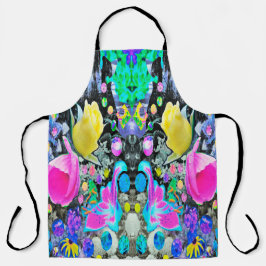 Stargazer Lily, Rose und Rosa Hibiskus Collage Schürze