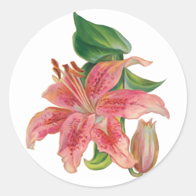 Stargazer Lily Runder Aufkleber (Vorderseite)