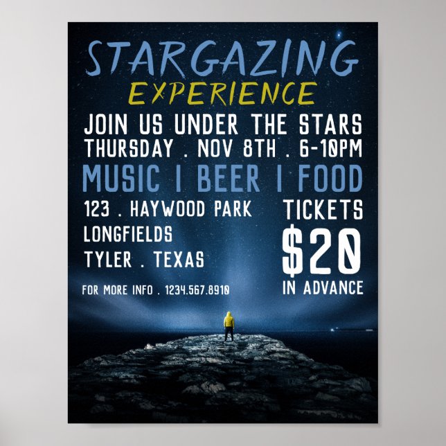 Stargazer Portrait, Planetarium Eventwerbung Poster (Vorne)
