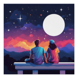 Stargazing Couple Poster
