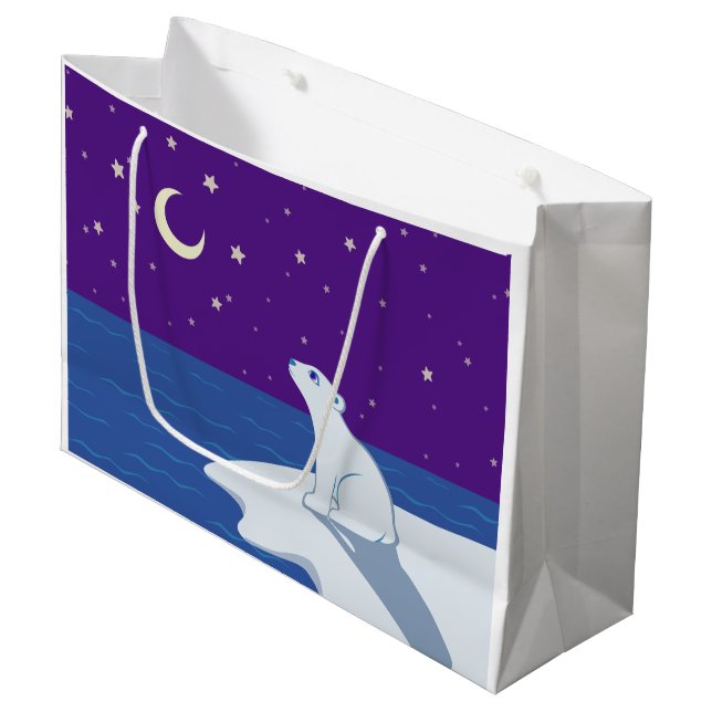 Stargazing Eisbär-CUB-Kunst Große Geschenktüte (Vorderseite Schrägansicht)