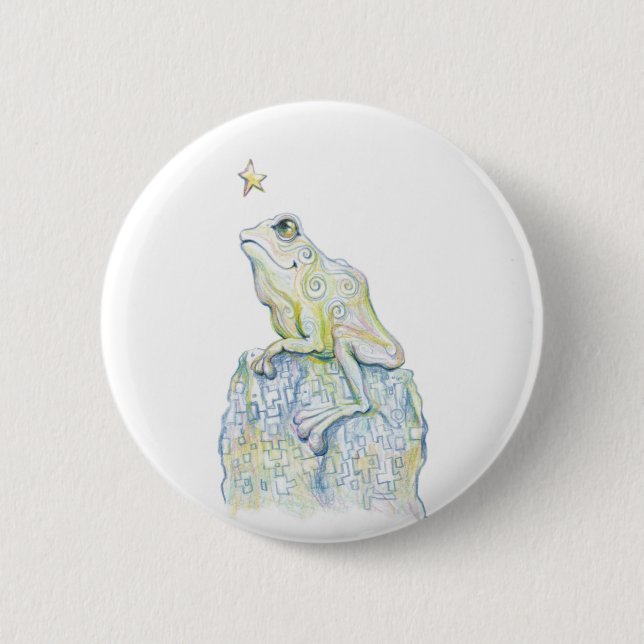 Stargazing Frosch Button (Vorderseite)