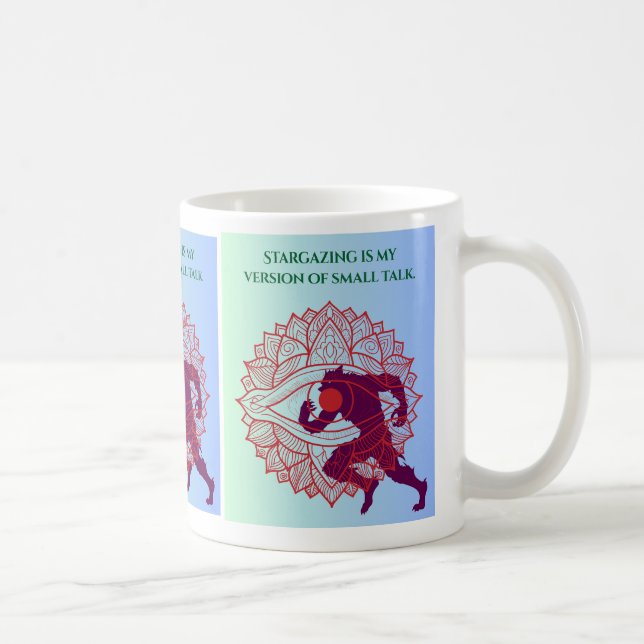 "Stargazing Is My Small Talk" Mandala-Werwolf-Art Kaffeetasse (Rechts)