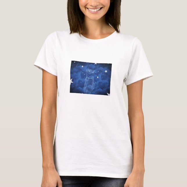 Stargazing Katze, das Shirt der Frauen (Vorderseite)