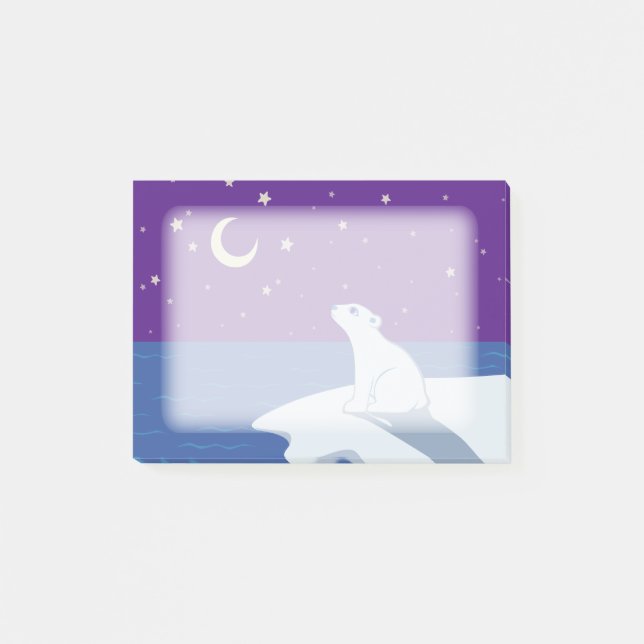 Stargazing Polar Bear Cub Art Post-it Klebezettel (Vorderseite)