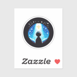 Stargazing Silhouette - Dreamy Pixel Art Night Sky Aufkleber