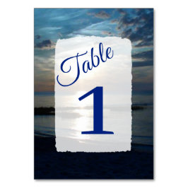 Stark Blue Ocean Wedding Tischnummer Cards