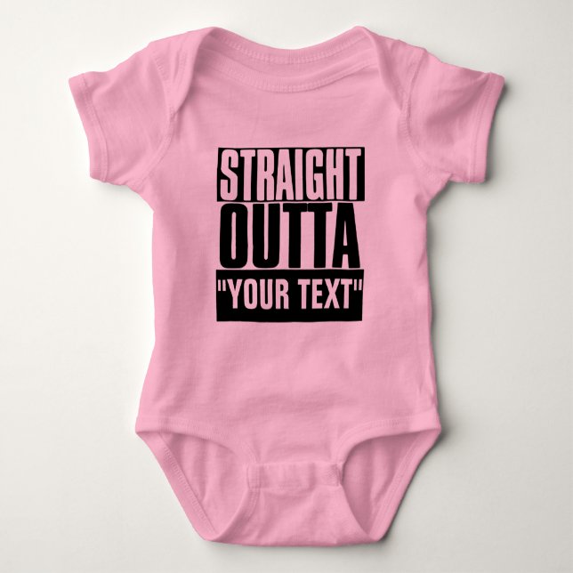STARK OUTTA "YOUR TEXT" CUSTOM BABY STRAMPLER (Vorderseite)