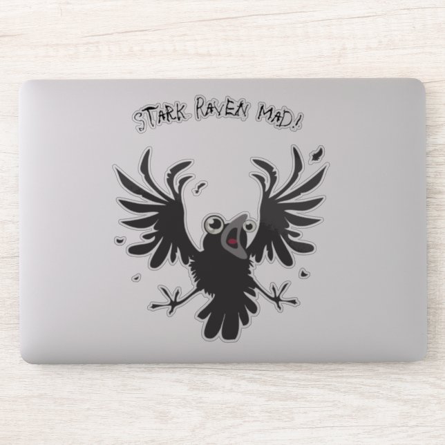Stark Raven Mad Crazy Old Birb Raven Aufkleber (Computer)