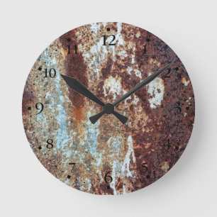 Stark rostige Metallmusteruhr 1 Runde Wanduhr