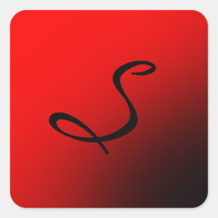 Stark rotes Monogramm Beruflich Quadratischer Aufkleber
