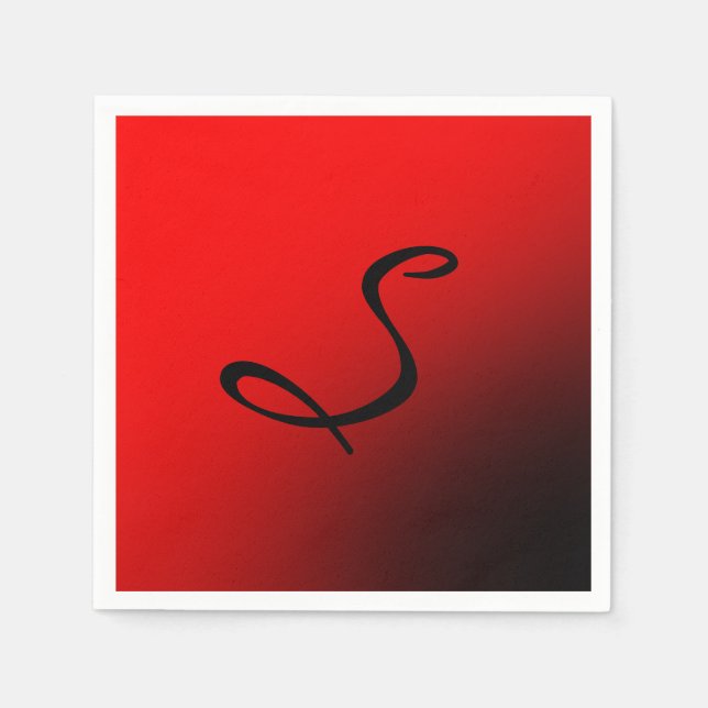 Stark rotes Monogramm Beruflich Serviette (Vorderseite)