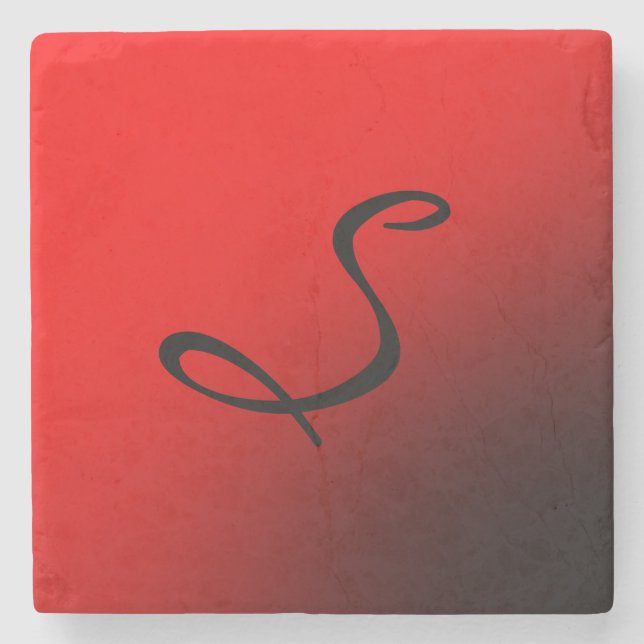 Stark rotes Monogramm Beruflich Steinuntersetzer (Vorderseite)