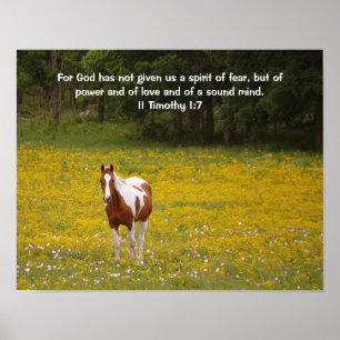 Stark Sweet Horse and Scripture 2 Timothy 1:7 Poster