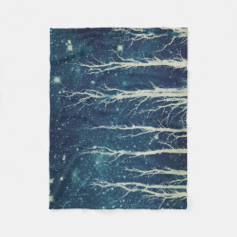 Stark Trees Stars Natur Aquamarin Blue Fleecedecke