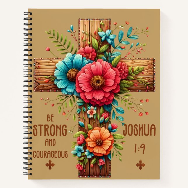 Stark und Mutig Josua 1,9 | Christlich  Notizbuch (Vorderseite)