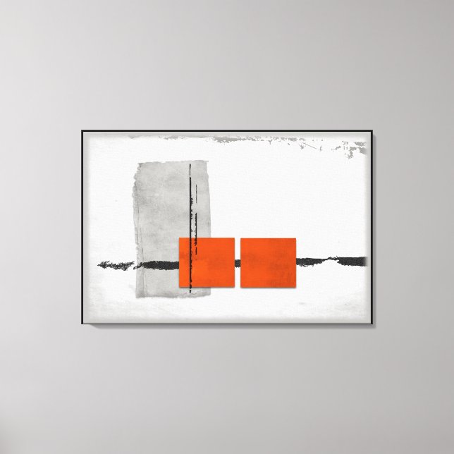 Stark Windows Minimalistisch Modern Orange und Gra Leinwanddruck (Vorderseite)