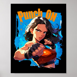 Stark zuschlagende Kickboxerin Poster