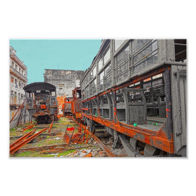 Starke alte Lokomotiven und Zugwagen Fotodruck (Vorne)