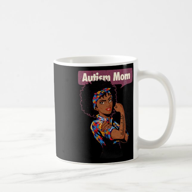 Starke Autismus-Mama Bewusstsein für Mutter Black  Kaffeetasse (Rechts)