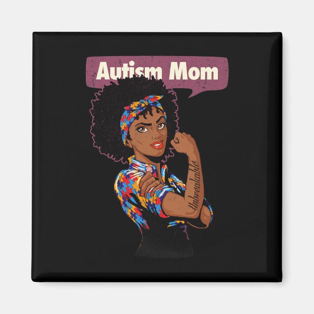 Starke Autismus-Mama Bewusstsein für Mutter Black  Magnet (Vorne)