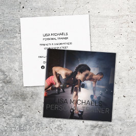 Stärke Cardio Sports Fitness Personal Trainer Quadratische Visitenkarte