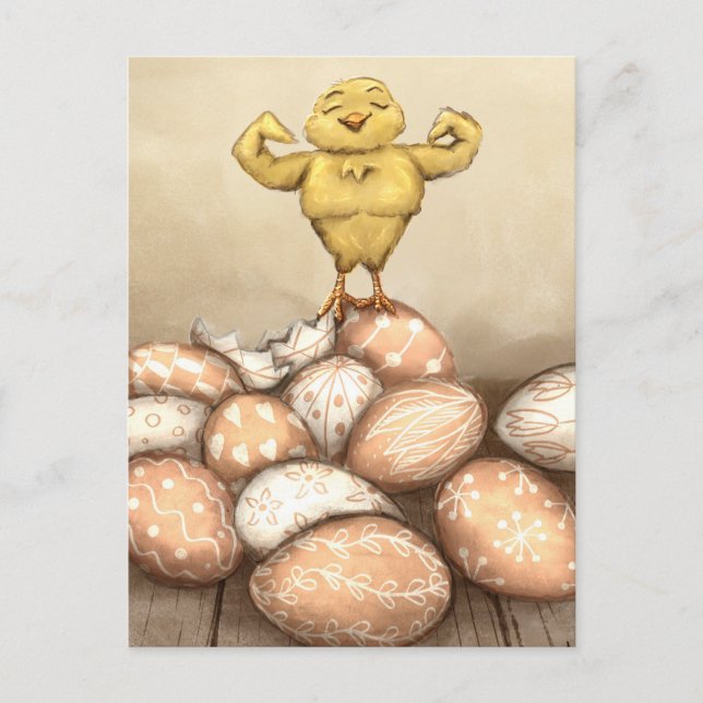 Starke-Chick-Karte Postkarte (Vorderseite)