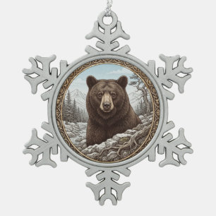 Stärke des wilden Bären Vintage-Schneeflocken-Feie Schneeflocken Zinn-Ornament
