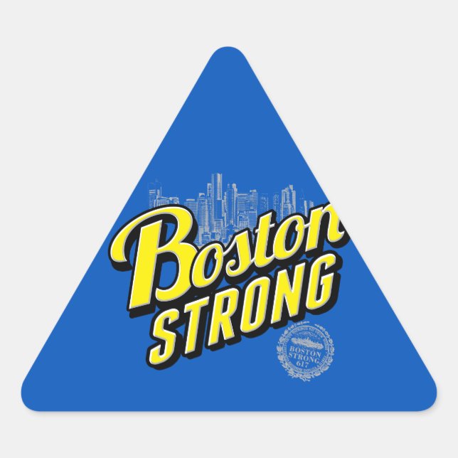 Starke Erinnerungen an die Stadt Boston an Blue Dreieckiger Aufkleber (Vorderseite)