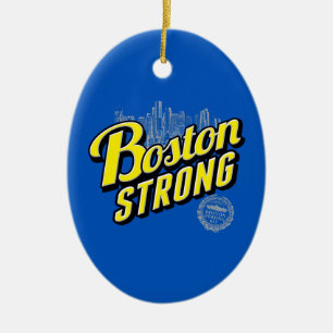 Starke Erinnerungen an die Stadt Boston an Blue Keramik Ornament