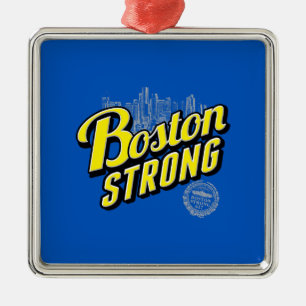Starke Erinnerungen an die Stadt Boston an Blue Silbernes Ornament