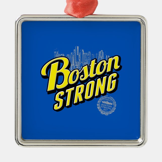 Starke Erinnerungen an die Stadt Boston an Blue Silbernes Ornament (Vorne)