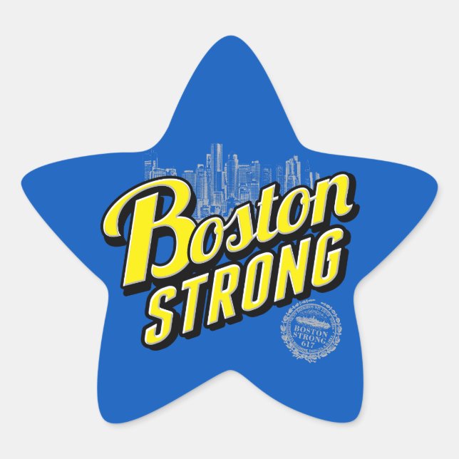 Starke Erinnerungen an die Stadt Boston an Blue Stern-Aufkleber (Vorderseite)