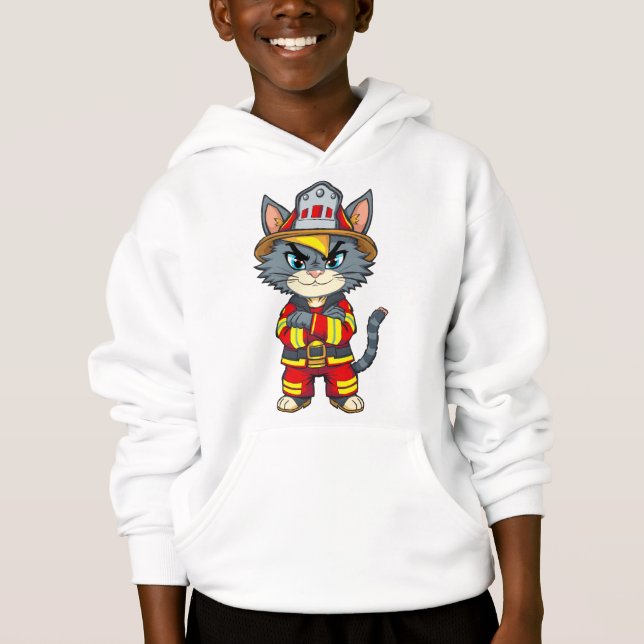 Starke Feuerwehrkatze - Stil der 90er Cartoon Hoodie (Vorderseite)