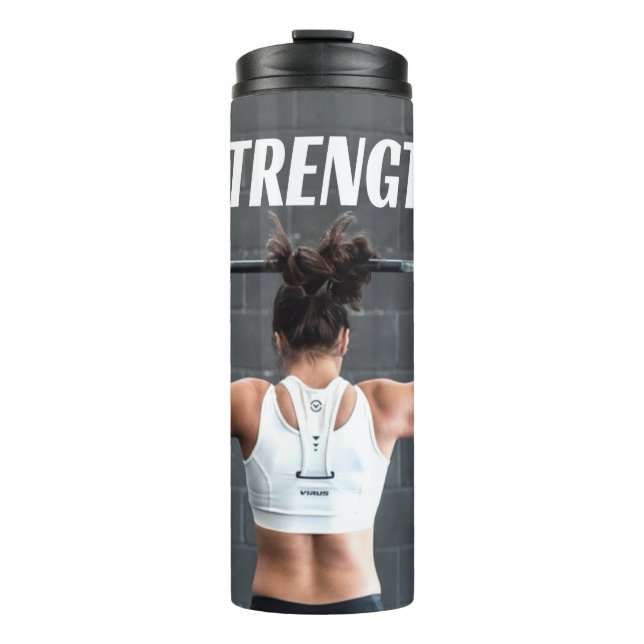Stärke Fitness Frauen Muskelschwäche Motivierend Thermosbecher (Vorderseite)