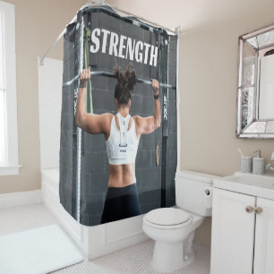 Stärke Fitness Frauen Muskeltraining Motivierend Duschvorhang