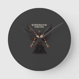 Stärke Forever Dark Angel Design – Motivierend Runde Wanduhr