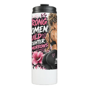 Starke Frau mit Hanteln – Weibliches Bodybuilding Thermosbecher