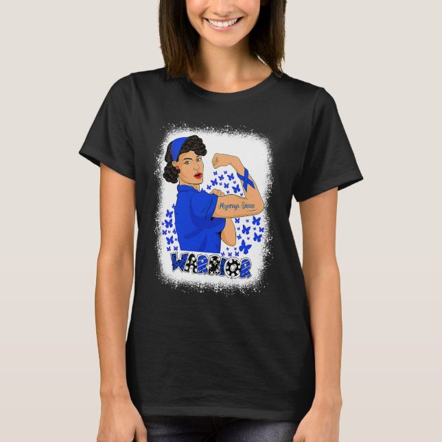 Starke Frau Moyamoya-Krankheit Bewusstsein Blue Ri T-Shirt (Vorderseite)