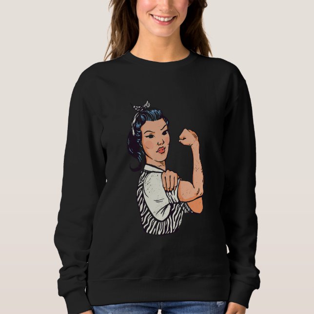 Starke Frau-Zebra-Outfit Sweatshirt (Vorderseite)