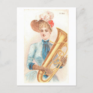 Starke Frauen Serie #36: Tuba-Spielerin Vintage Postkarte