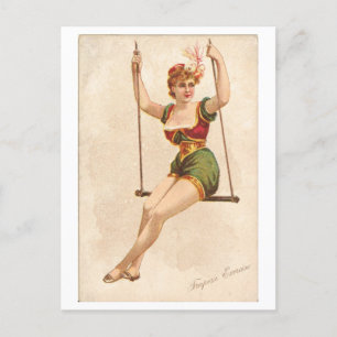 Starke Frauen Serie #40: Trapezkünstlerin Vintage Postkarte