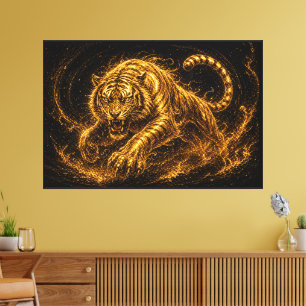 Starke Goldene Tiger Stärke und Schutz Dekoration Leinwanddruck